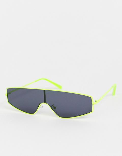Asos Design - Occhiali Da Sole A Mascherina In Metallo Fluo - Giallo
