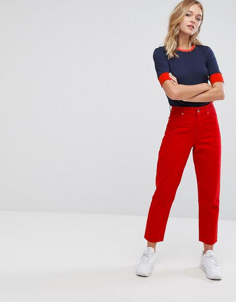 Monki - Taiki - Jeans Rossi Alla Caviglia - Rosso