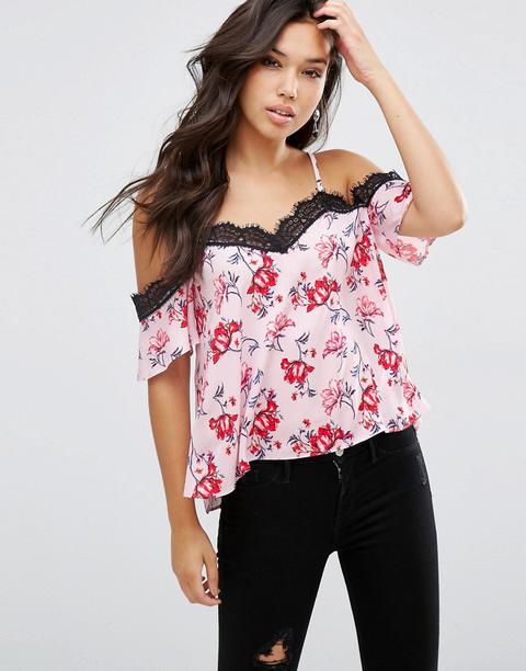 Camisola Con Hombros Descubiertos Y Aplicación De Encaje De Asos