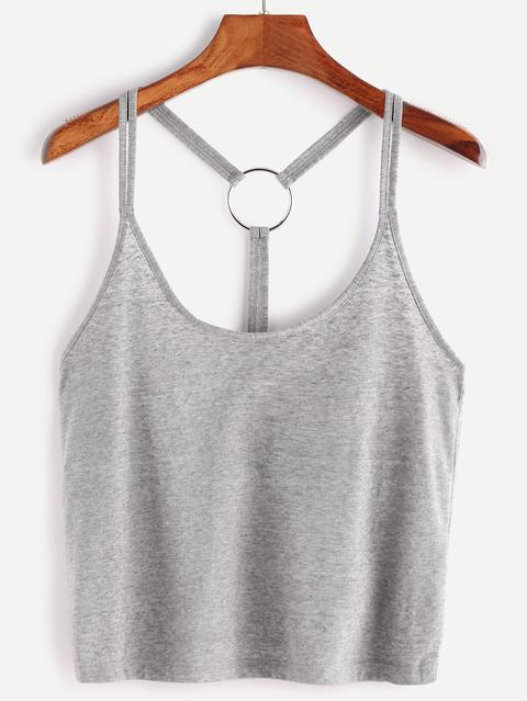 Heather Grey Ring Accent Back Cami Top