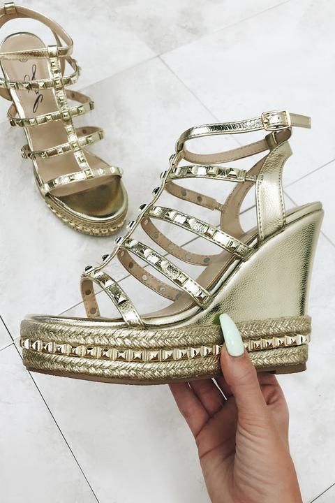 Becca Gold Studded Gladiator Wedges