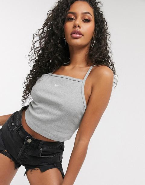 Nike High Neck Vest Crop Top In Grey