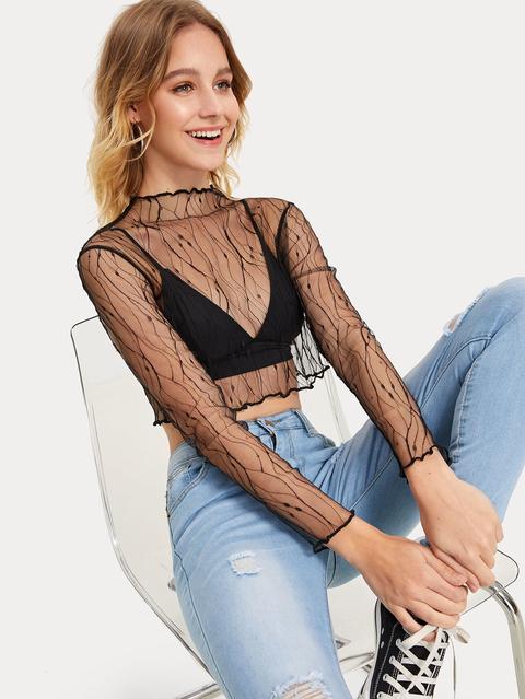 blusa transparente negra