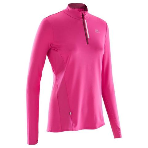 Maglia Maniche Lunghe Running Donna Run Dry+ Zip Rosa