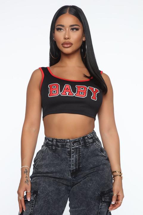 Sporty Baby Crop Top - Black/red