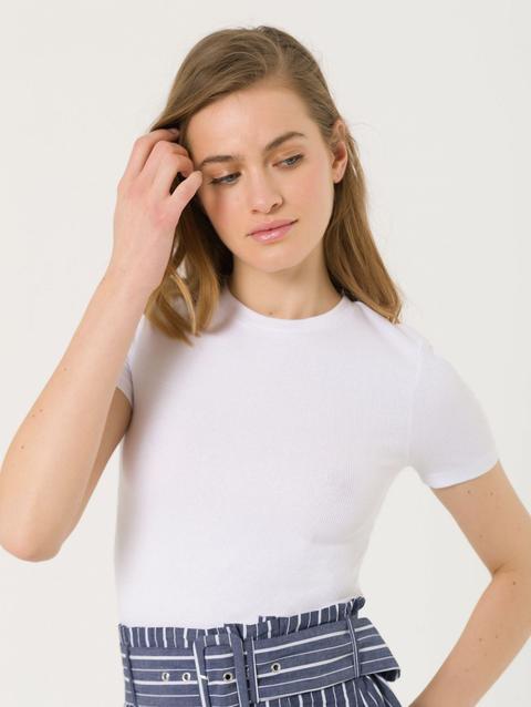 T-shirt Crop Aderente Bianco Ottico