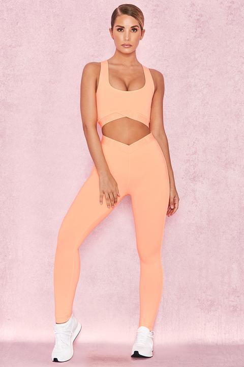 Pastel Neon Orange V Waist Leggings - Sale