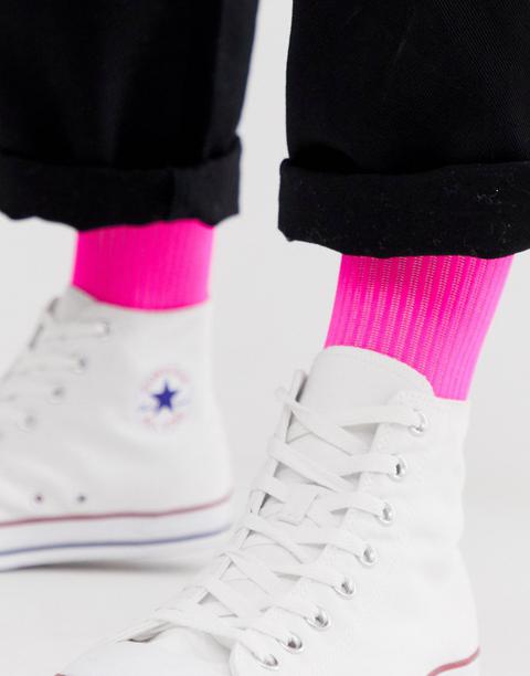 Asos Design Sport Socks In Neon Pink