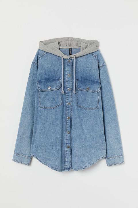 Hooded Shirt Jacket - Blue