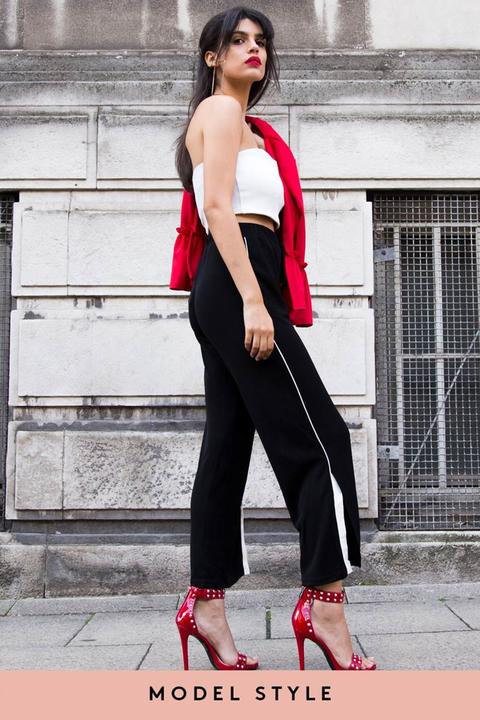 Naomi Black Side Stripe Jogger Trousers
