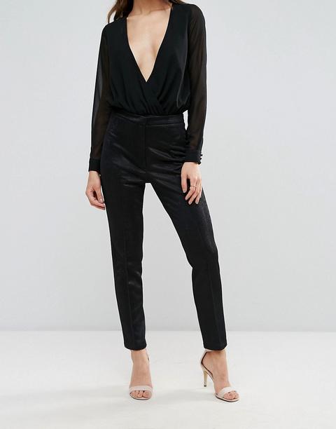 Forever Unique - Pantaloni Skinny In Pelle Sintetica - Nero