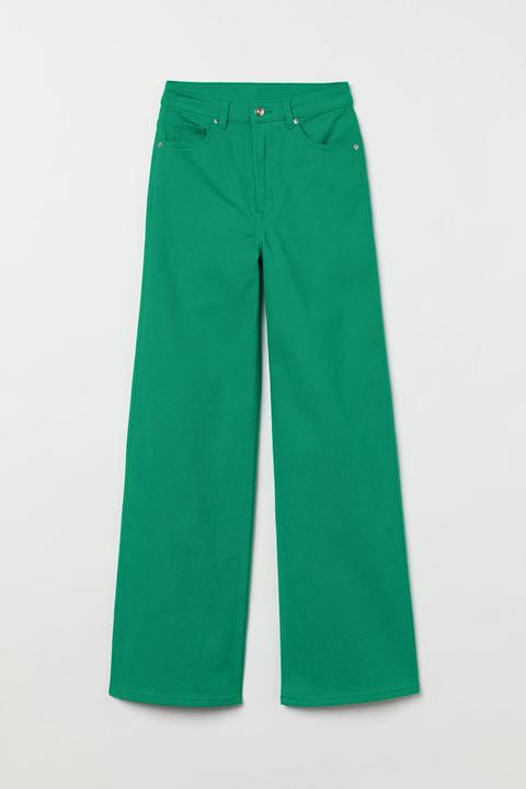 Pantalón Amplio De Sarga - Verde