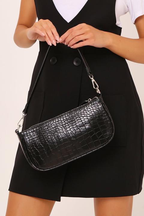 croc print black bag