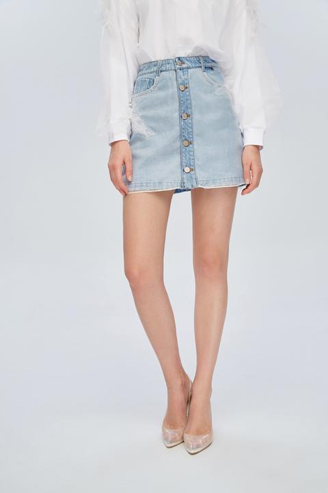 Minigonna In Jeans Con Ali Applicate - Warren Skirt