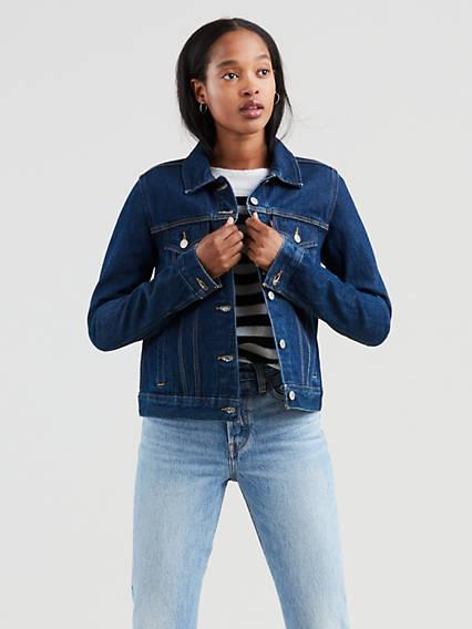 levi's trucker jacket dark wash