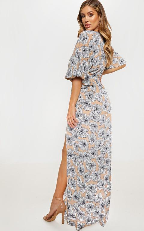 pale blue floral print batwing dress