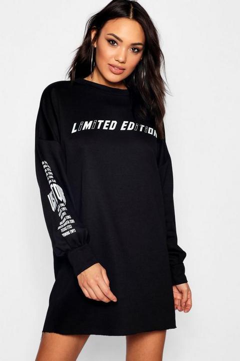 Limited Edition Printed Balloon Sleeve Sweatshirt Dress