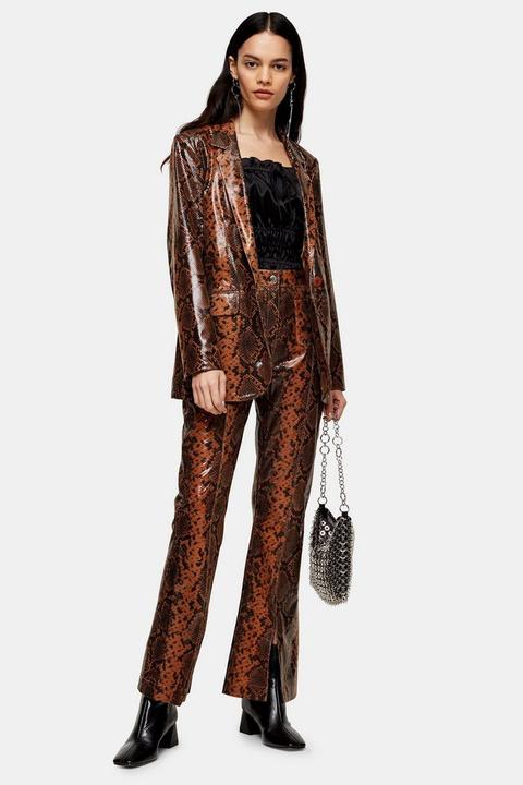 Brown Leather Snake Trousers