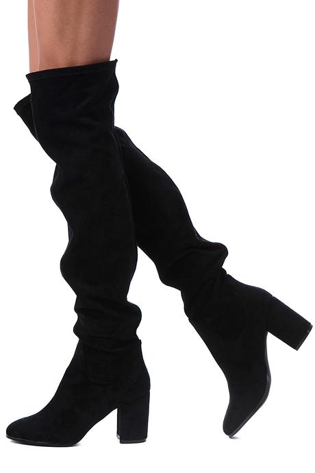 Frida Suede Knee High Boots // Black