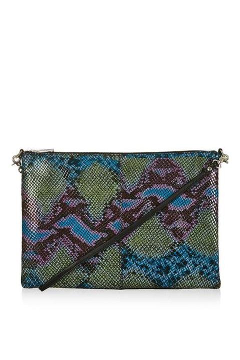 Leather Snake Zip Top Clutch - Bags & Purses - Bags & Accessories