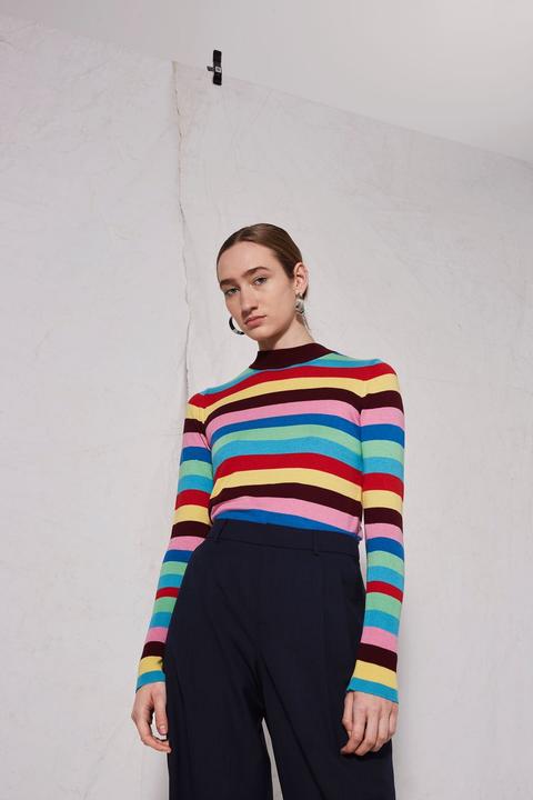 **rainbow Striped Knitted Jumper By Boutique