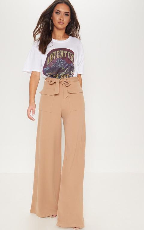 Camel Front Pocket Wide Leg Trouser