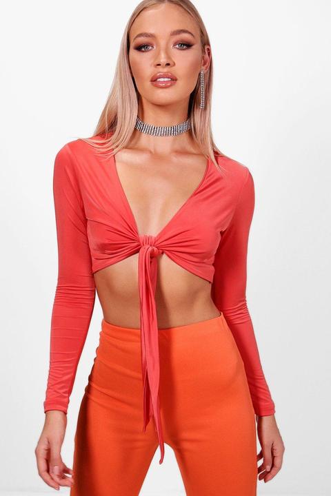 Slinky Tie Front Crop