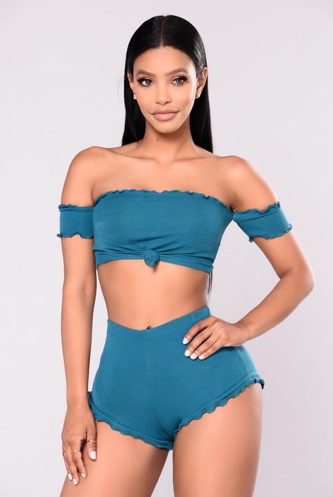 Shelby Ribbed Set - Turquoise