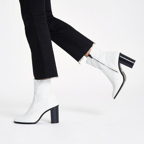 white leather sock boots