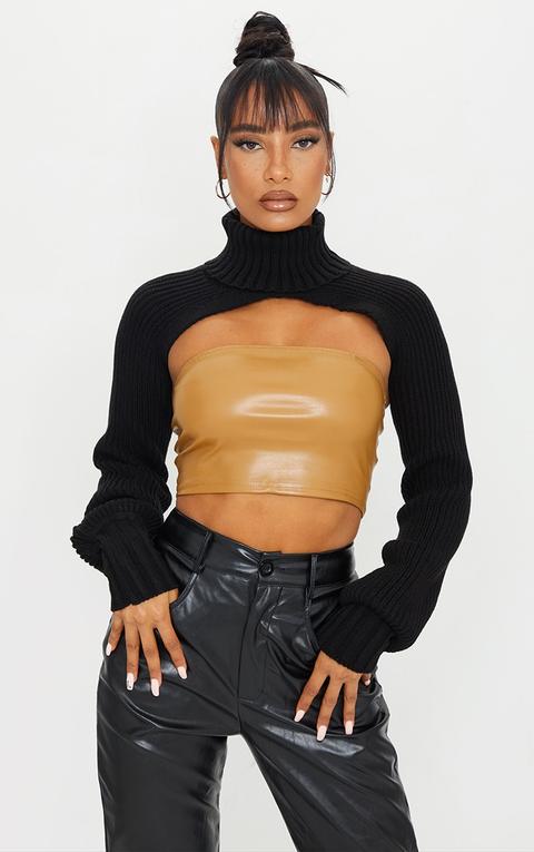 Black Super Crop Knitted Sleeves