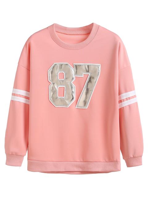 Felpa Varsity Patch Numeri Rosa