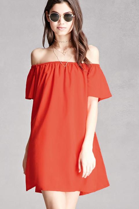 Vestito Svasato Con Scollo Omerale