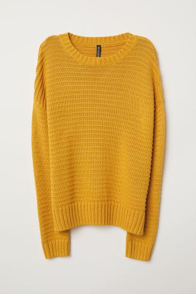 H & M - Pullover In Maglia Strutturata - Giallo