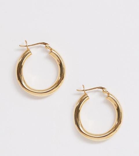 Pendientes De Aro En Tubo De 25 Mm En Plata De Ley Chapada En Oro De Asos Design-dorado