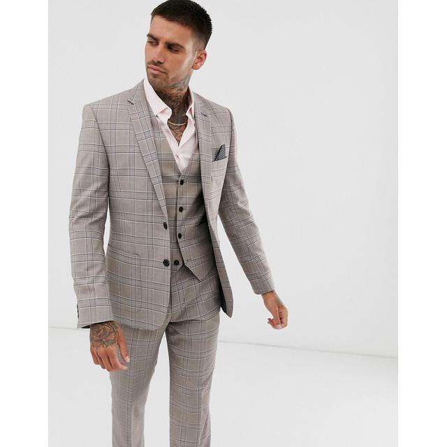 neutral navy check suit