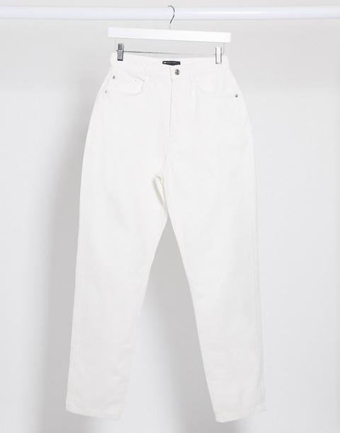 Asos Design - Jean Mom Ample À Taille Haute - Blanc Cassé