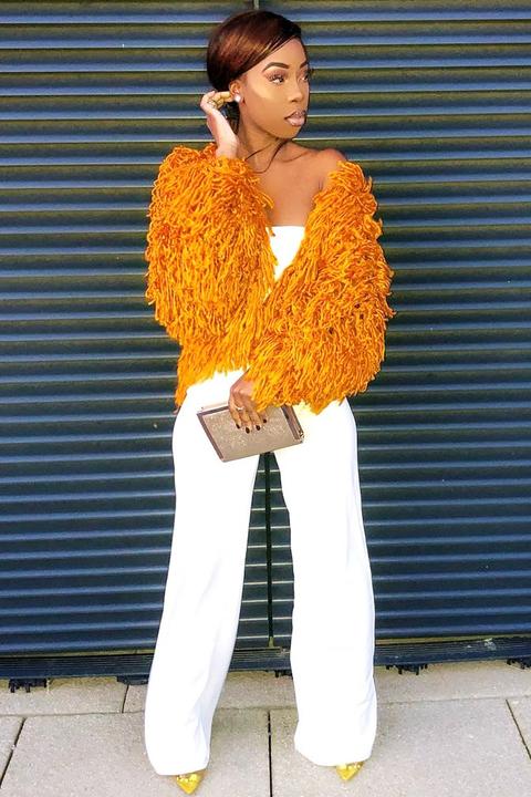 Mustard Crop Shaggy Jacket - Idelle