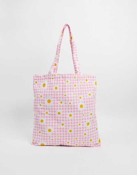 Monki Maja Organic Cotton Daisy Print Tote Bag In Pink