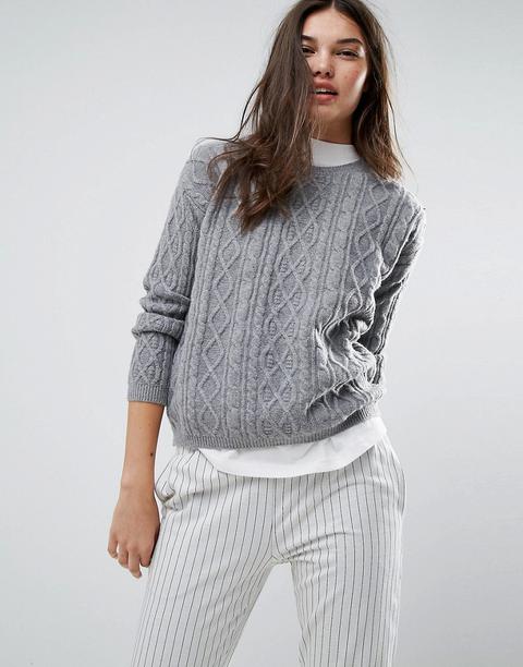 Bershka - Maglione Con Lavorazione A Trecce - Grigio