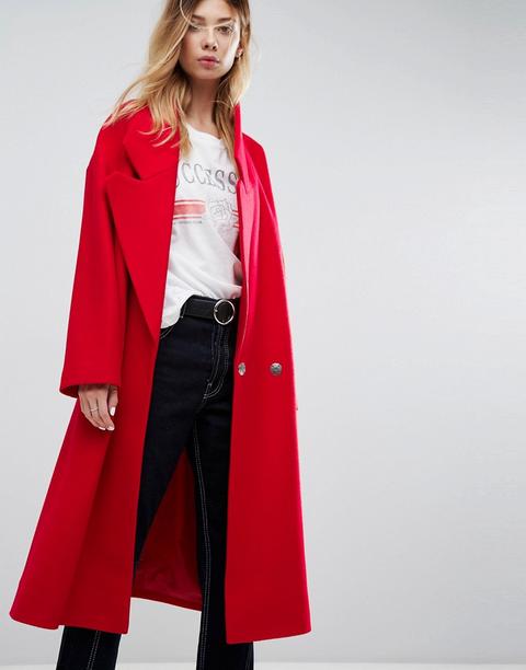 Asos - Cappotto Con Colletto Oversize - Rosso