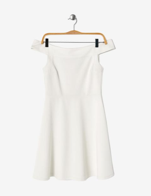 Cream Dress With Cut-out Shoulders