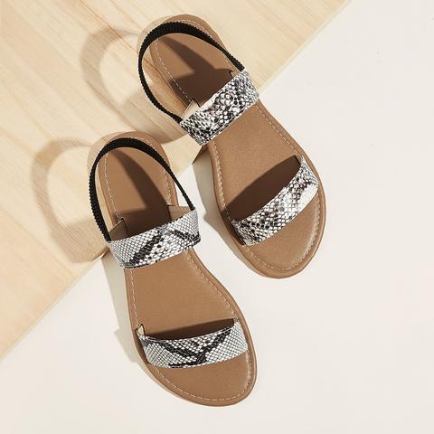 snakeskin flat sandals