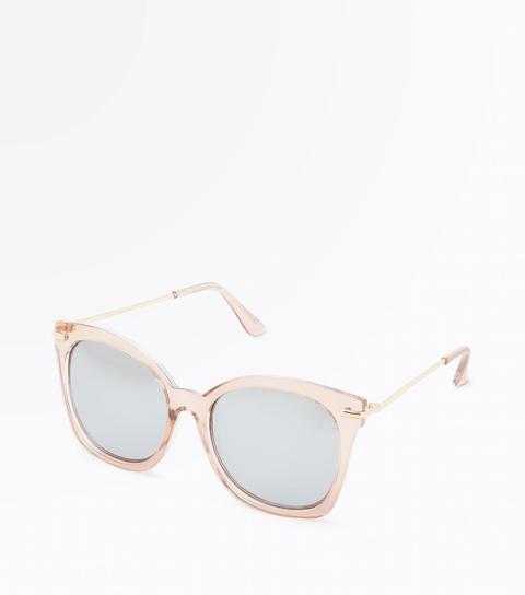 Shell Pink Mirrored Lens Sunglasses New Look