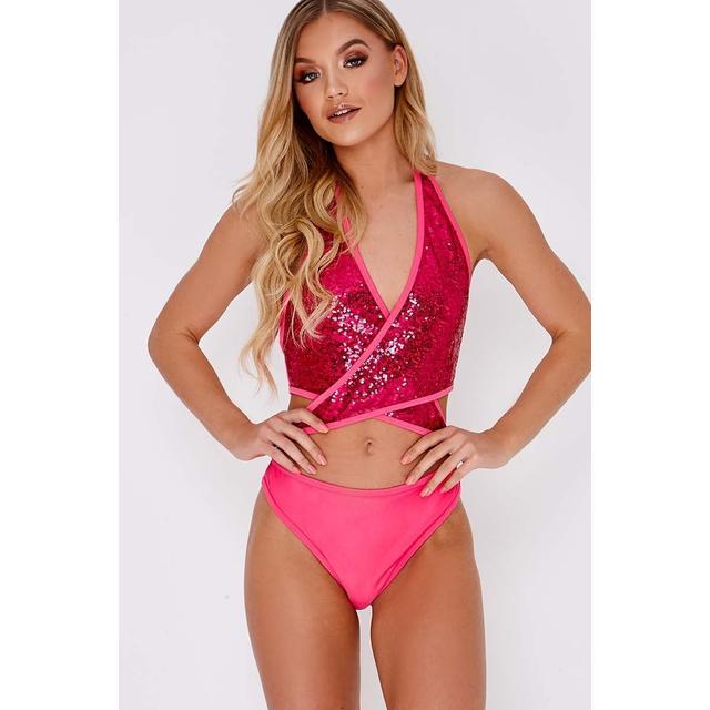 pink sequin swimsuit