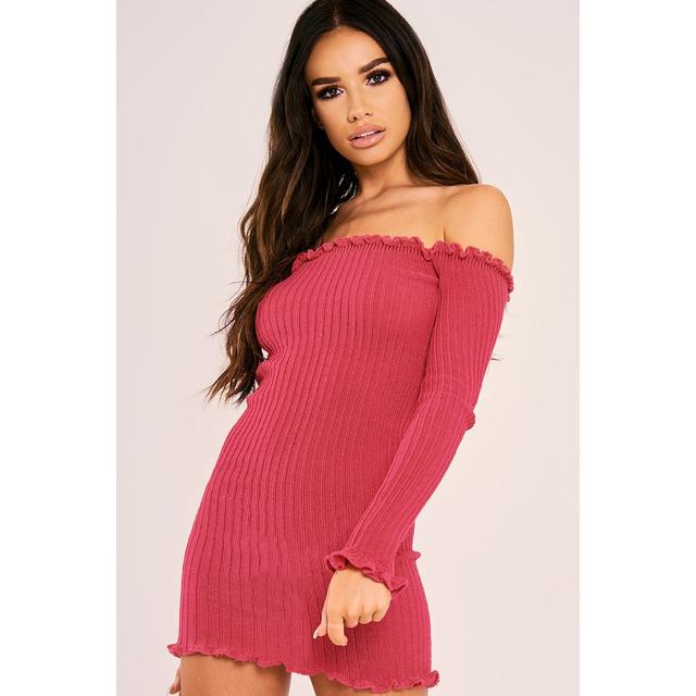 hot pink ribbed dress