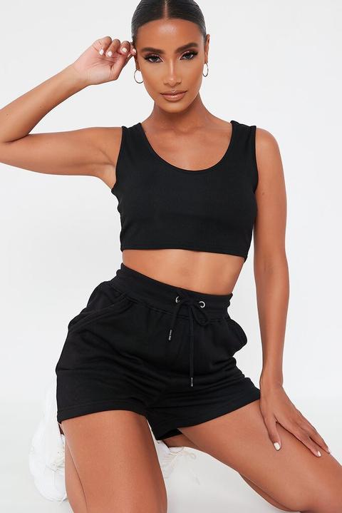 Black Rib Crop Top