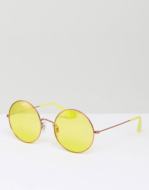Gafas De Sol Redondas Extragrandes En Amarillo De Ray Ban