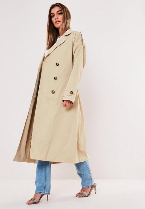 Petite Stone Oversized Midaxi Trench Coat, Stone