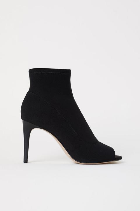 H & M - Botines Con Punteras Abiertas - Negro