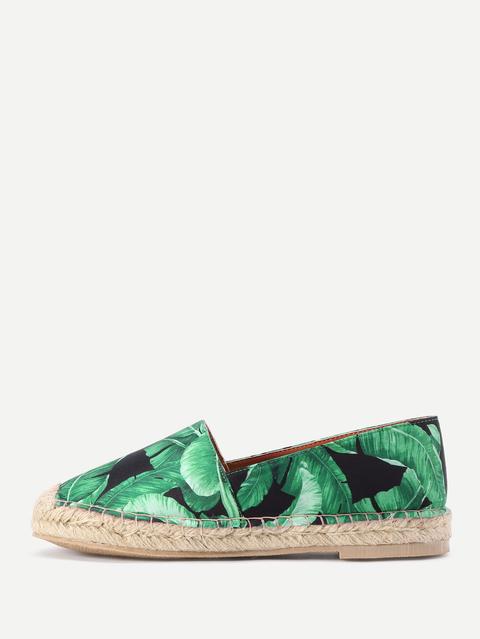 Espadrille Con Stampa Di Foglia